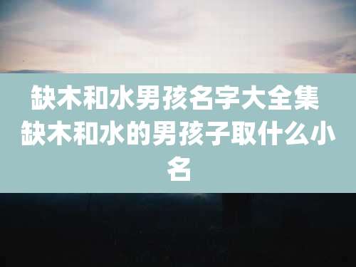 缺木和水男孩名字大全集 缺木和水的男孩子取什么小名