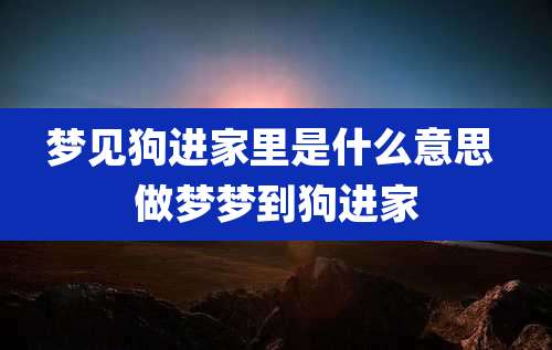 梦见狗进家里是什么意思 做梦梦到狗进家