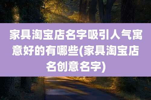 家具淘宝店名字吸引人气寓意好的有哪些(家具淘宝店名创意名字)
