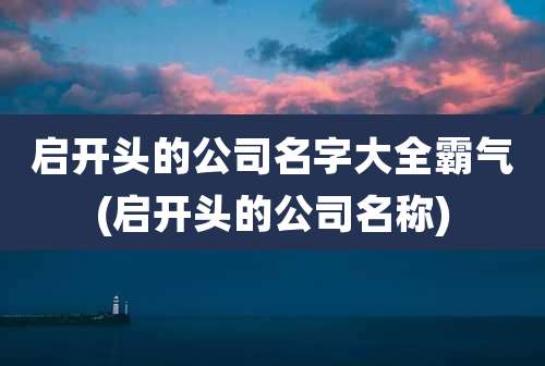启开头的公司名字大全霸气(启开头的公司名称)