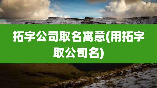 拓字公司取名寓意(用拓字取公司名)