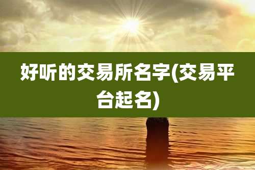 好听的交易所名字(交易平台起名)
