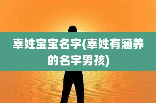 辜姓宝宝名字(辜姓有涵养的名字男孩)