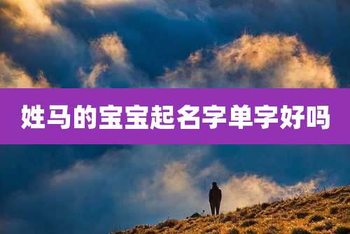 姓马的宝宝起名字单字好吗