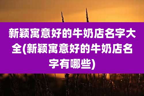 新颖寓意好的牛奶店名字大全(新颖寓意好的牛奶店名字有哪些)