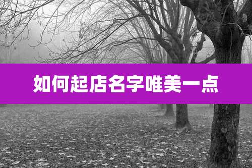 如何起店名字唯美一点