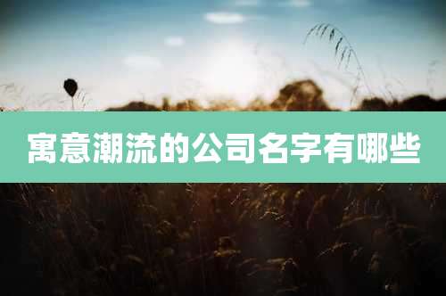 寓意潮流的公司名字有哪些