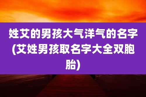 姓艾的男孩大气洋气的名字(艾姓男孩取名字大全双胞胎)