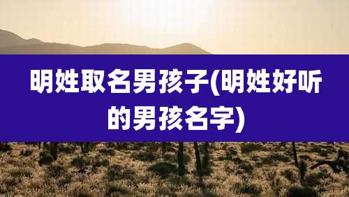 明姓取名男孩子(明姓好听的男孩名字)