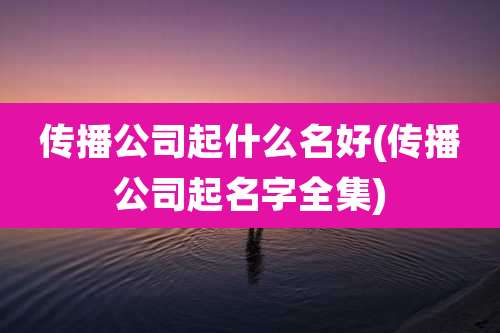 传播公司起什么名好(传播公司起名字全集)