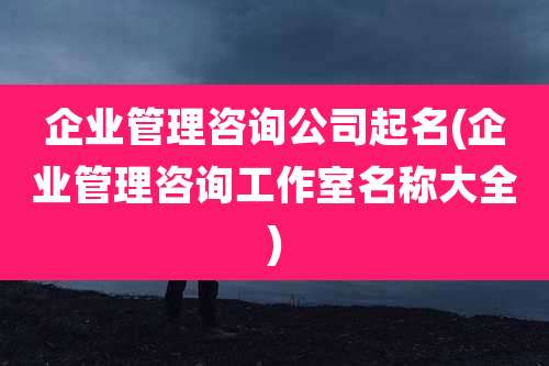 企业管理咨询公司起名(企业管理咨询工作室名称大全)