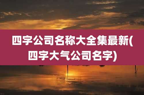 四字公司名称大全集最新(四字大气公司名字)