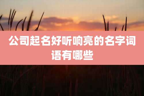 公司起名好听响亮的名字词语有哪些