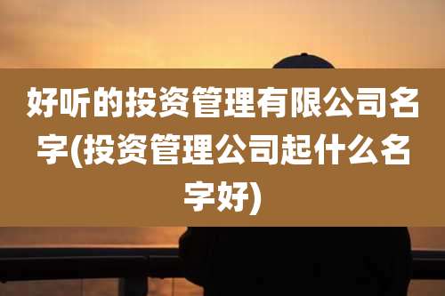 好听的投资管理有限公司名字(投资管理公司起什么名字好)
