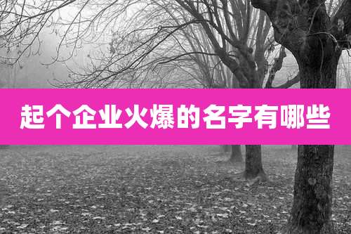 起个企业火爆的名字有哪些