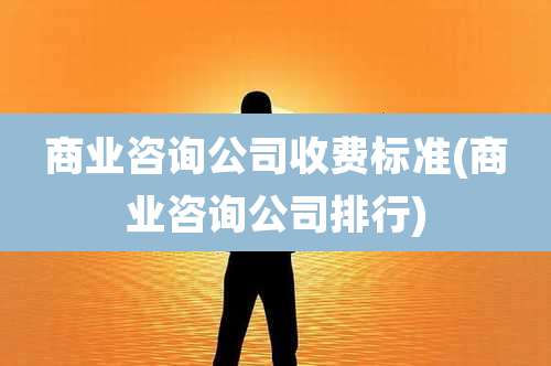 商业咨询公司收费标准(商业咨询公司排行)