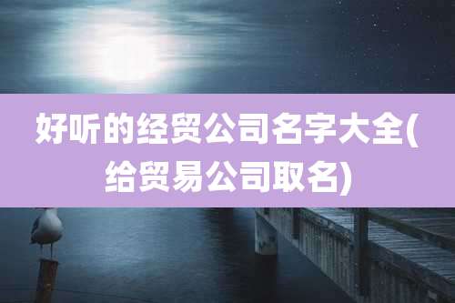好听的经贸公司名字大全(给贸易公司取名)