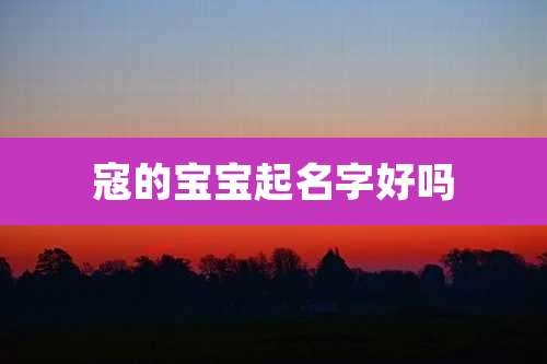 寇的宝宝起名字好吗