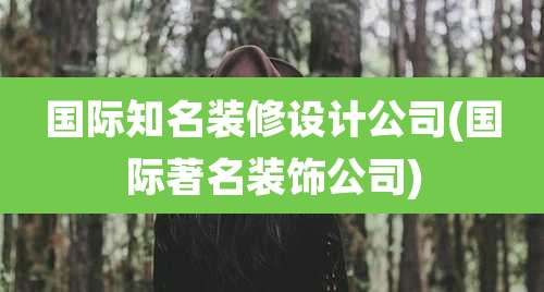 国际知名装修设计公司(国际著名装饰公司)