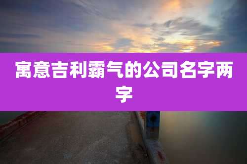 寓意吉利霸气的公司名字两字