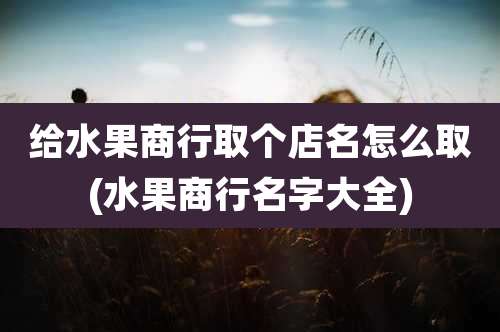给水果商行取个店名怎么取(水果商行名字大全)