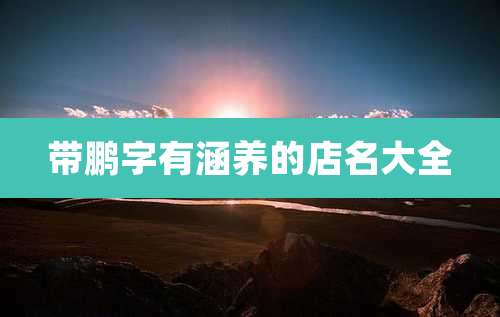 带鹏字有涵养的店名大全