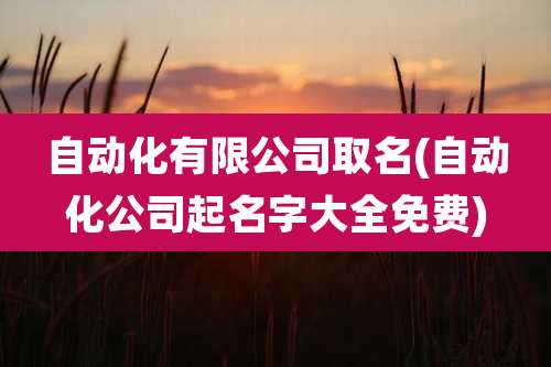 自动化有限公司取名(自动化公司起名字大全免费)