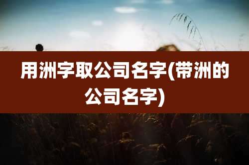 用洲字取公司名字(带洲的公司名字)