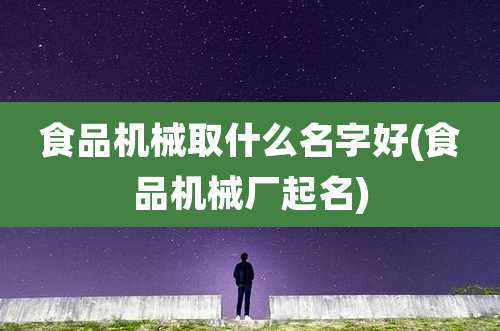 食品机械取什么名字好(食品机械厂起名)