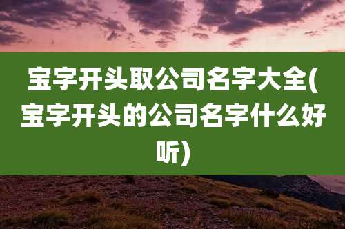 宝字开头取公司名字大全(宝字开头的公司名字什么好听)