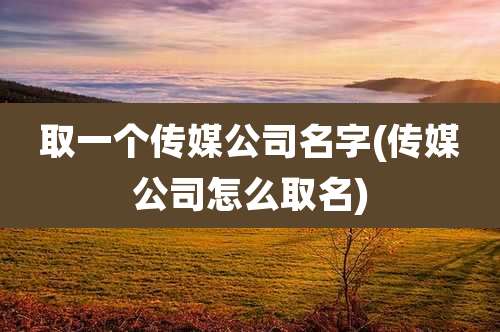 取一个传媒公司名字(传媒公司怎么取名)