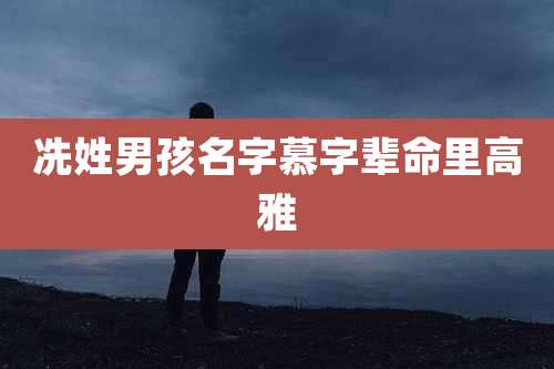 冼姓男孩名字慕字辈命里高雅