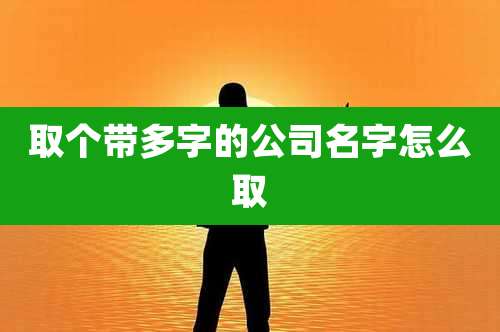 取个带多字的公司名字怎么取
