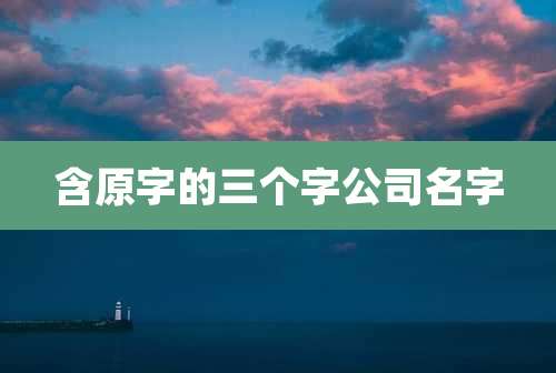 含原字的三个字公司名字