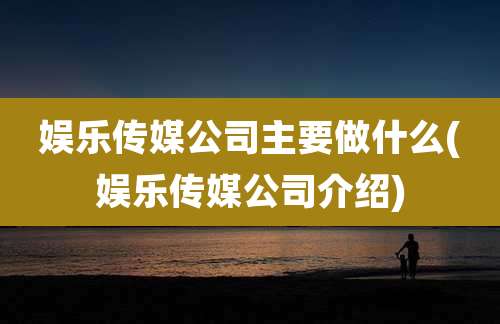 娱乐传媒公司主要做什么(娱乐传媒公司介绍)