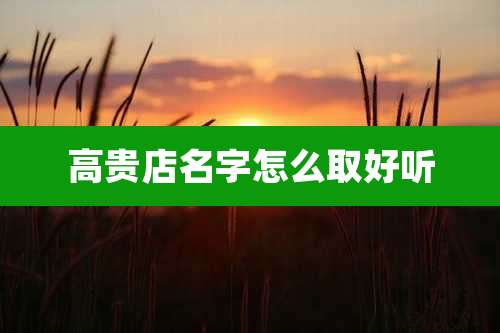 高贵店名字怎么取好听