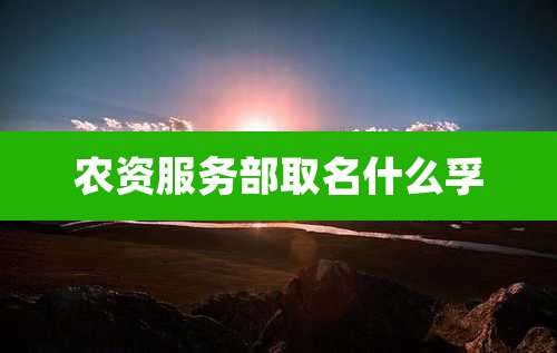 农资服务部取名什么孚