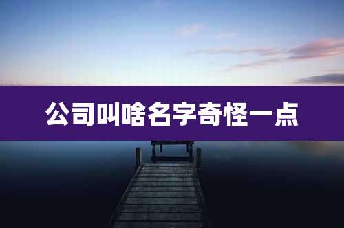 公司叫啥名字奇怪一点