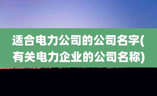 适合电力公司的公司名字(有关电力企业的公司名称)