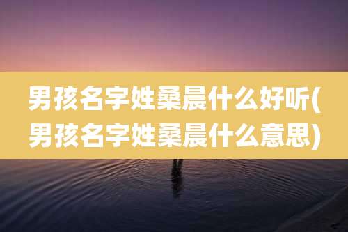 男孩名字姓桑晨什么好听(男孩名字姓桑晨什么意思)