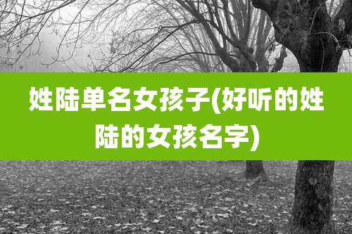 姓陆单名女孩子(好听的姓陆的女孩名字)