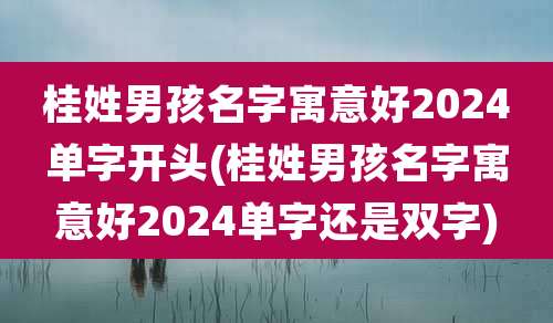 桂姓男孩名字寓意好2024单字开头(桂姓男孩名字寓意好2024单字还是双字)