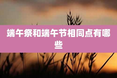 端午祭和端午节相同点有哪些