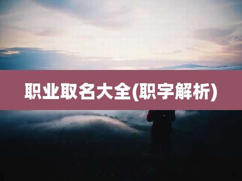 职业取名大全(职字解析)