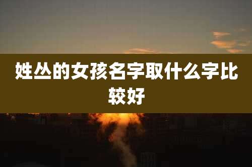 姓丛的女孩名字取什么字比较好