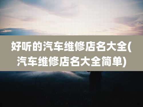 好听的汽车维修店名大全(汽车维修店名大全简单)