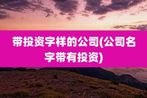 带投资字样的公司(公司名字带有投资)