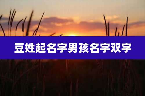 豆姓起名字男孩名字双字