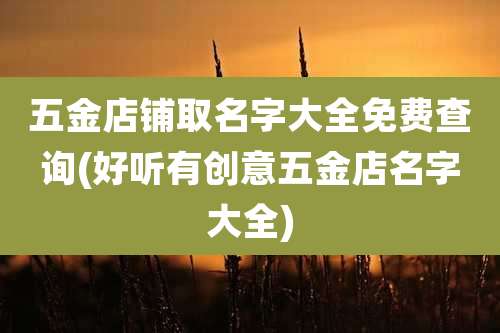 五金店铺取名字大全免费查询(好听有创意五金店名字大全)