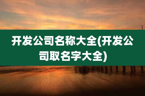 开发公司名称大全(开发公司取名字大全)